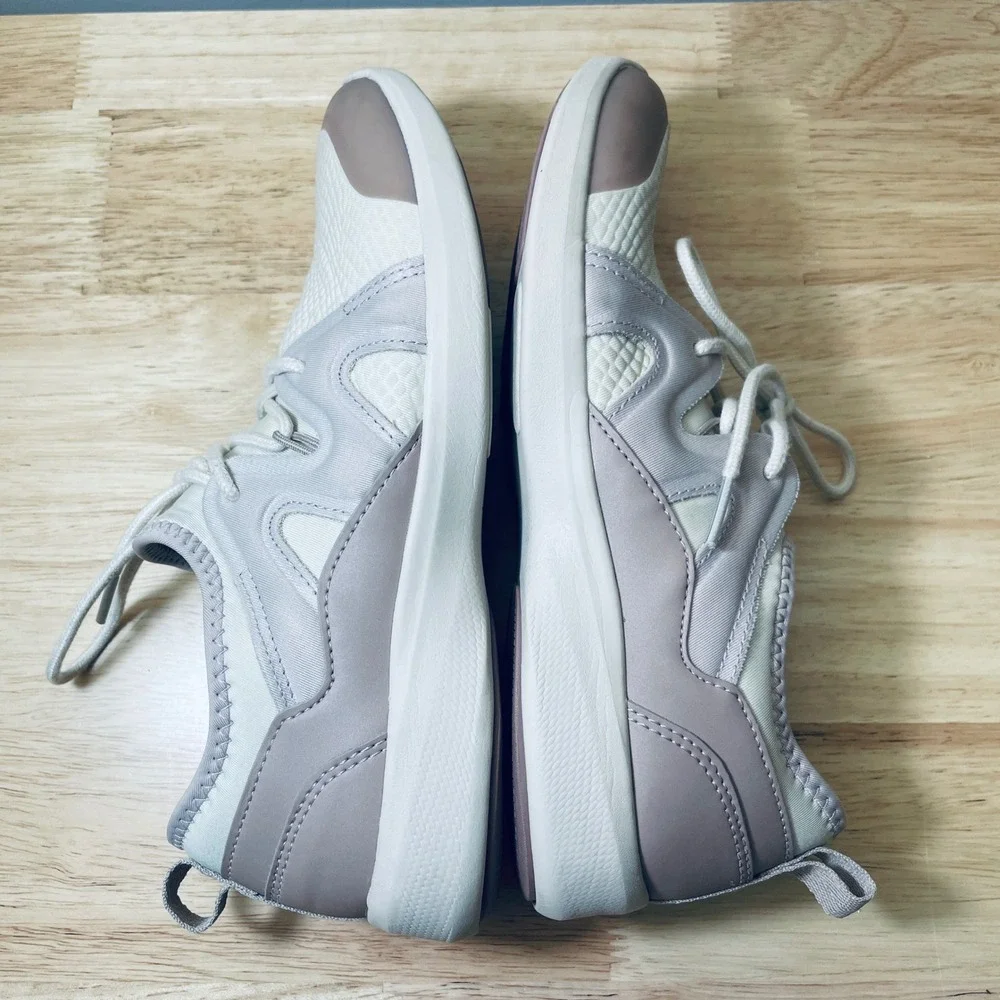 Vionic Storm Women 7 Mauve Cream Textured Mesh Lace Up Walking Sneakers